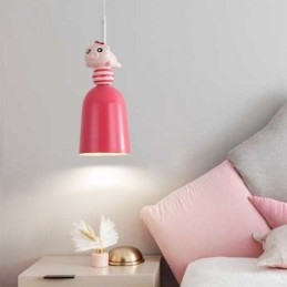 Moderne hanglamp van smeedijzer, roze hars, varkensplafondlamp