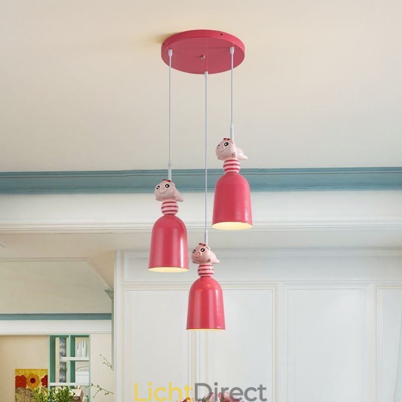 Moderne hanglamp van smeedijzer, roze hars, varkensplafondlamp