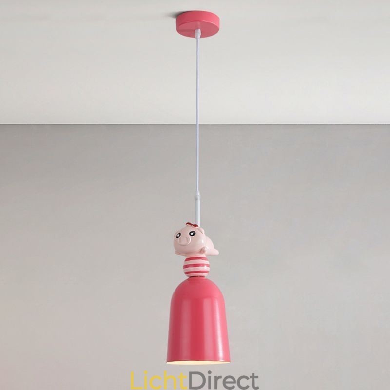 Moderne hanglamp van smeedijzer, roze hars, varkensplafondlamp