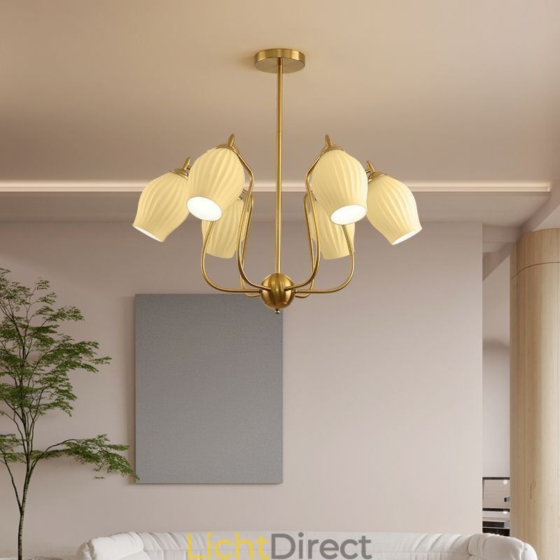 Nordic Hanglamp Creatief Smeedijzer Koper Natuurlijke Kleur Stamen Plafondlamp