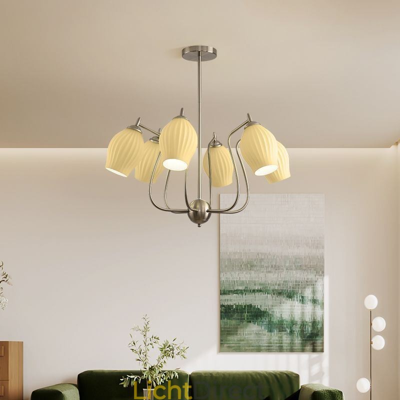Nordic Hanglamp Creatief Smeedijzer Zand Nikkel Bloem Stamen Plafondlamp