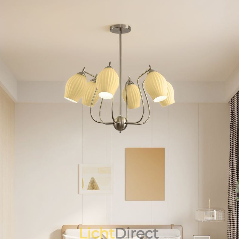 Nordic Hanglamp Creatief Smeedijzer Zand Nikkel Bloem Stamen Plafondlamp