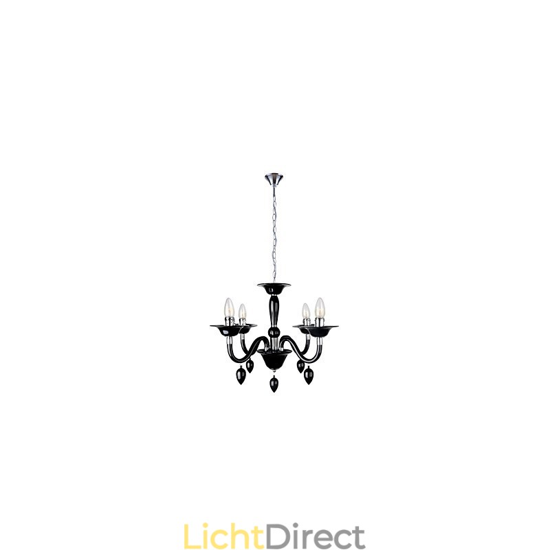 Moderne zwarte kroonluchter met 4 lampen
