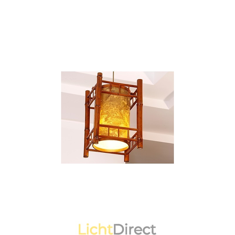 Retro Lantaarn Houten Bamboe Kroonluchter