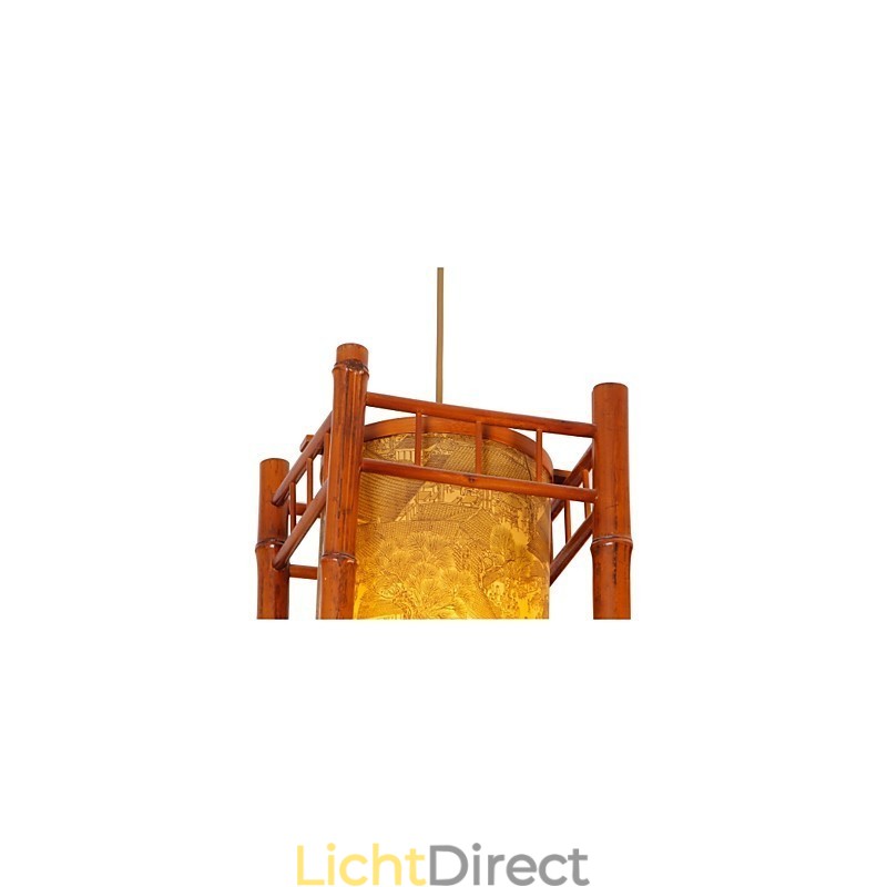 Retro Lantaarn Houten Bamboe Kroonluchter