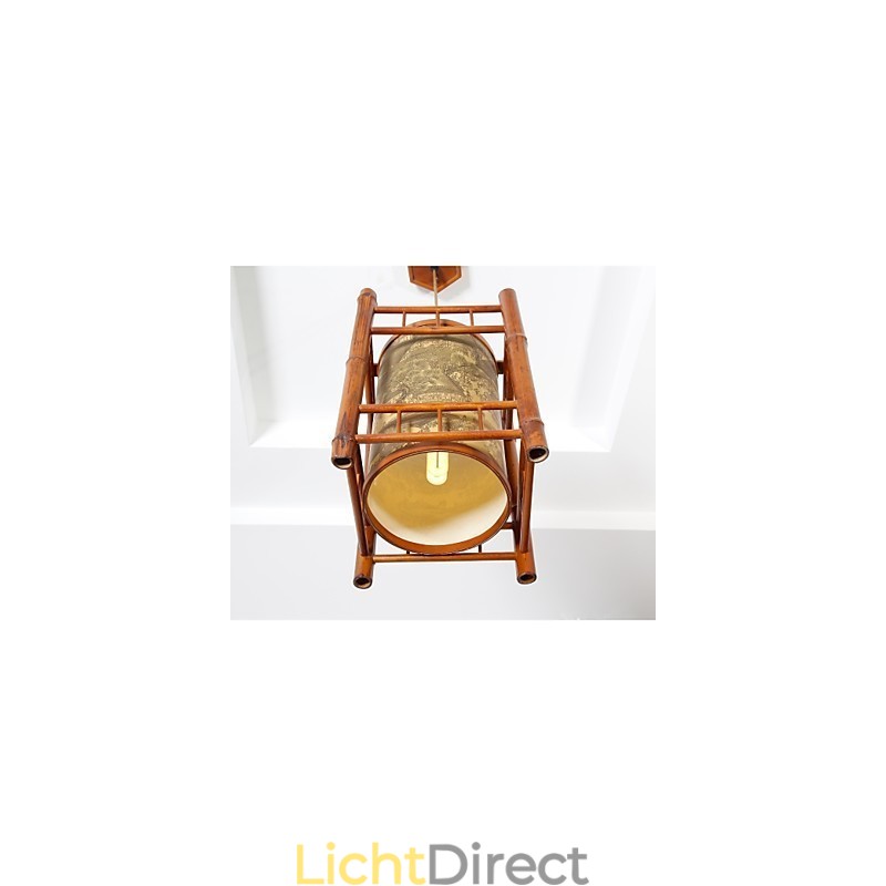 Retro Lantaarn Houten Bamboe Kroonluchter