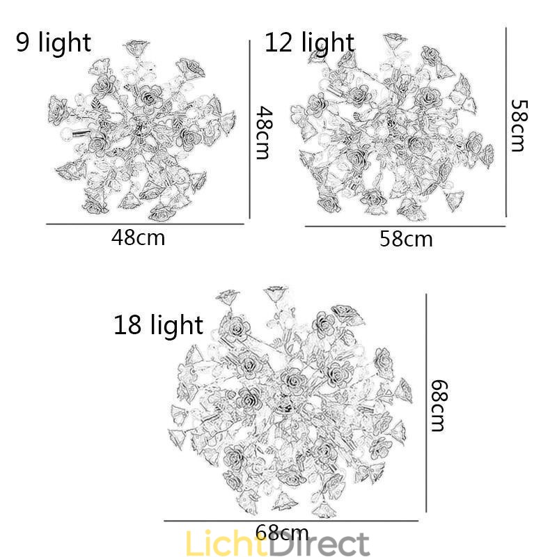 Luxe hanglamp van keramiek met rode bloemenkroonluchter