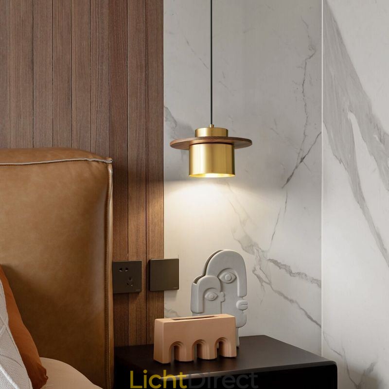 Moderne hanglamp, één licht, messing hanglamp, eiland