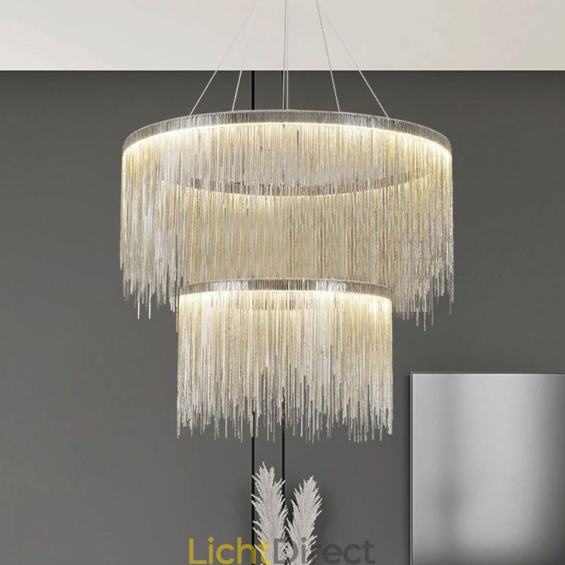 Luxe kwast hanglamp ronde kroonluchter