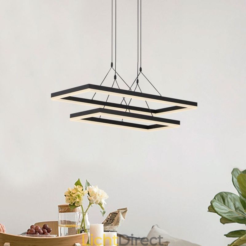 Moderne frame hanglamp acryl zwarte kroonluchter