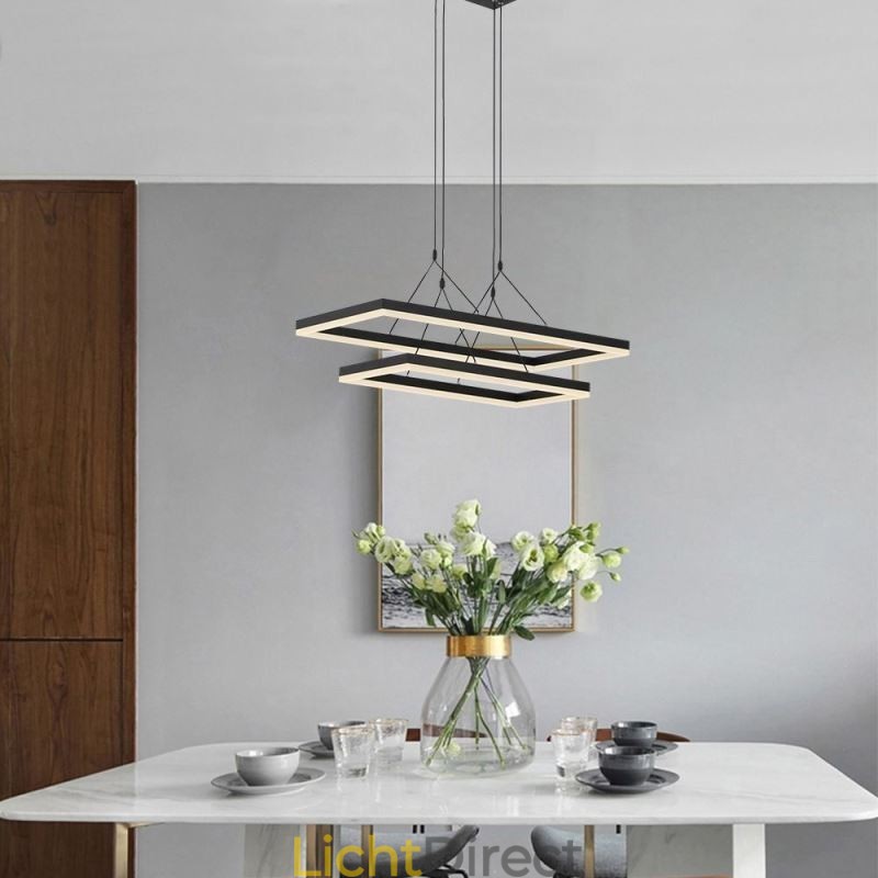 Moderne frame hanglamp acryl zwarte kroonluchter