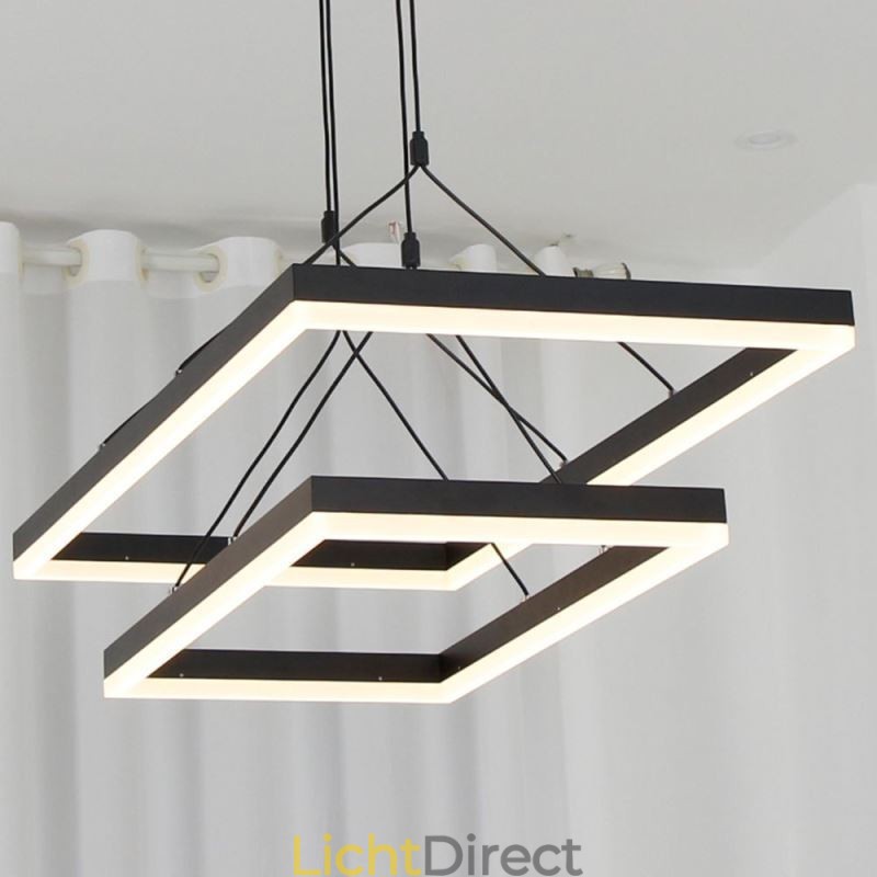 Moderne frame hanglamp acryl zwarte kroonluchter
