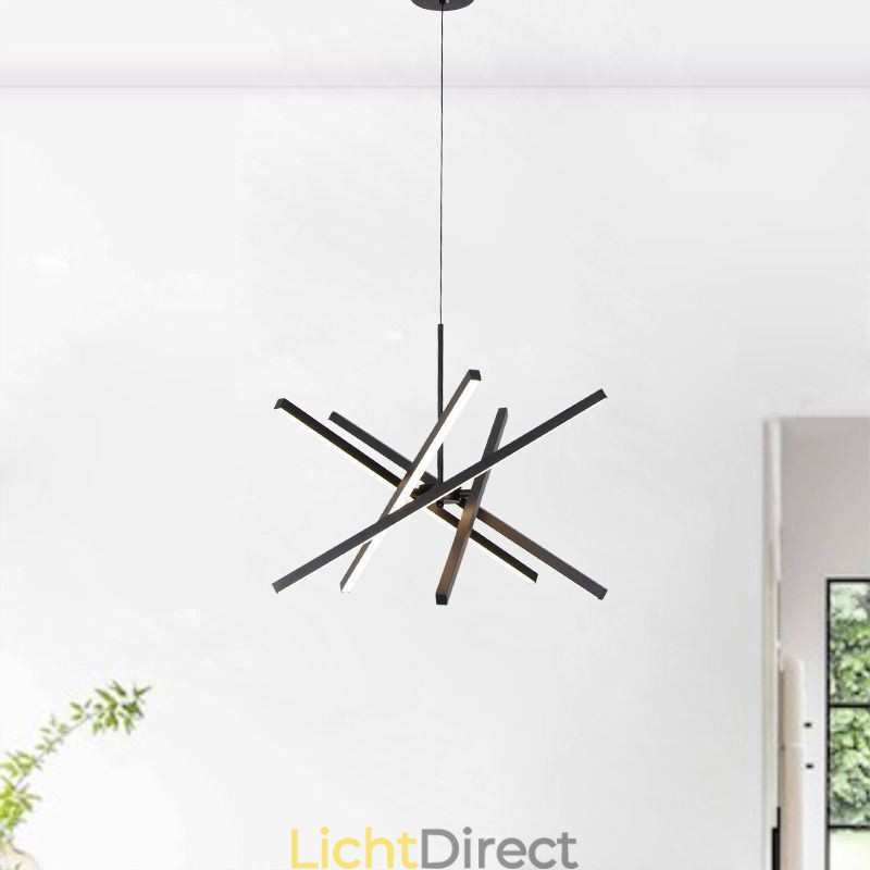 Moderne hanglamp dimbaar zwart strip plafondlamp