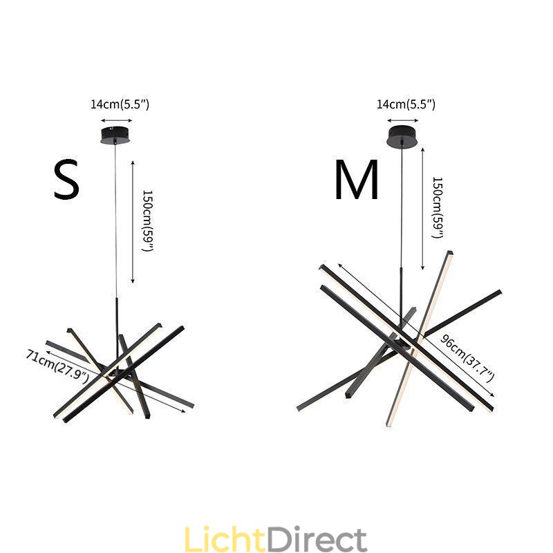 Moderne hanglamp dimbaar zwart strip plafondlamp