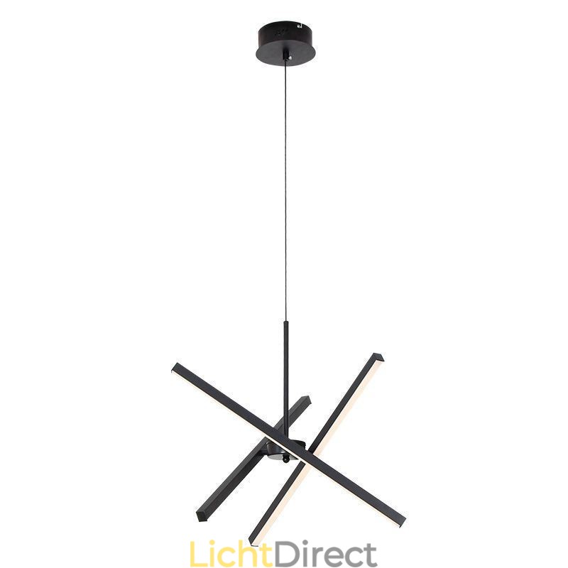 Moderne hanglamp dimbaar zwarte striplamp