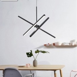 Moderne hanglamp dimbaar zwarte striplamp