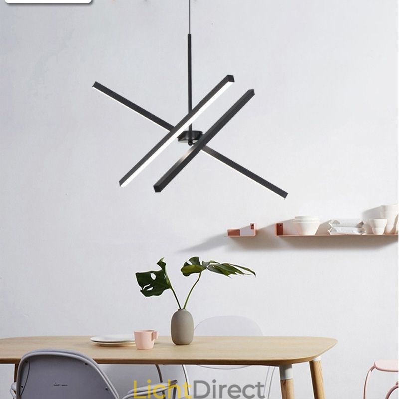 Moderne hanglamp dimbaar zwarte striplamp
