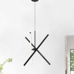 Moderne hanglamp dimbaar zwarte striplamp