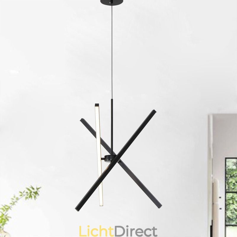 Moderne hanglamp dimbaar zwarte striplamp