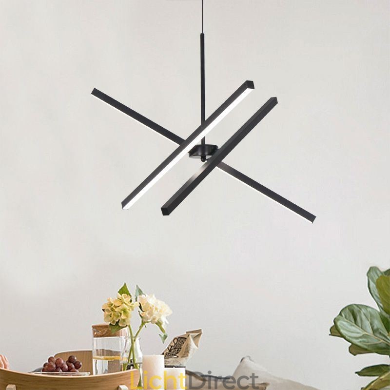 Moderne hanglamp dimbaar zwarte striplamp