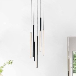 Moderne kroonluchter lange strip hanglamp duplex gebouw