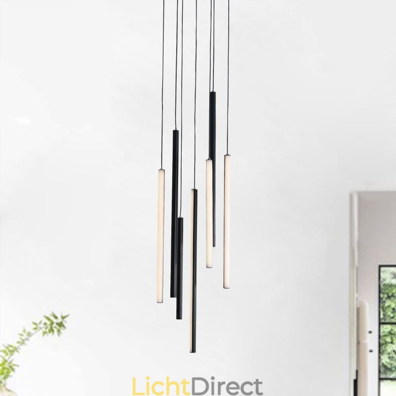 Moderne kroonluchter lange strip hanglamp duplex gebouw
