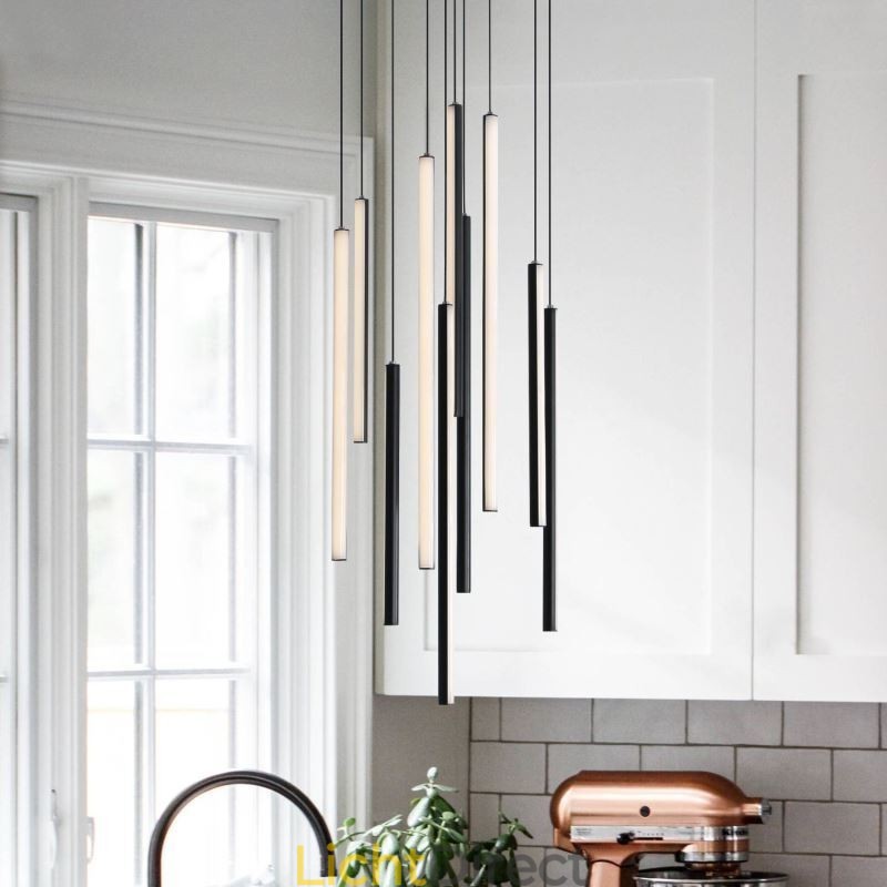 Moderne kroonluchter lange strip hanglamp duplex gebouw