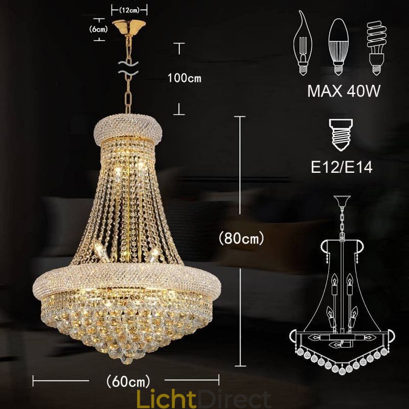 Kroonvormige kroonluchter Luxe kristallen hanglamp