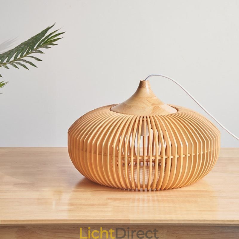 Hanglamp met houten frame, pompoenvorm kroonluchter