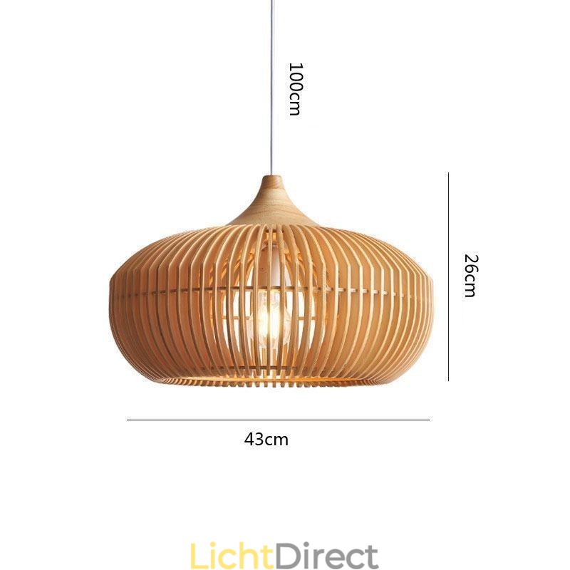 Hanglamp met houten frame, pompoenvorm kroonluchter