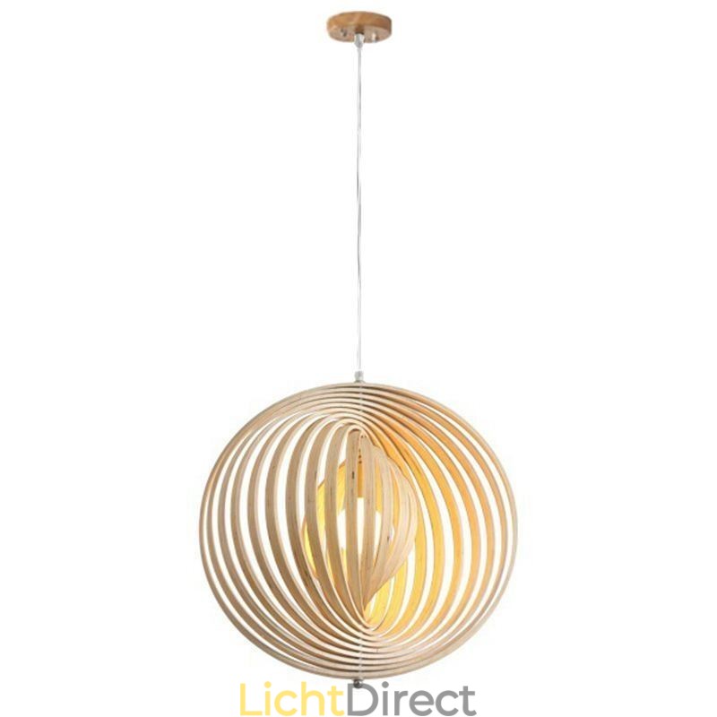 Moderne ronde bolvormige kroonluchter van lindehout