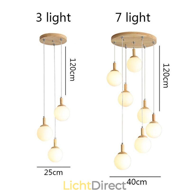 Japanse houten hanglamp, Scandinavische glazen hanglamp
