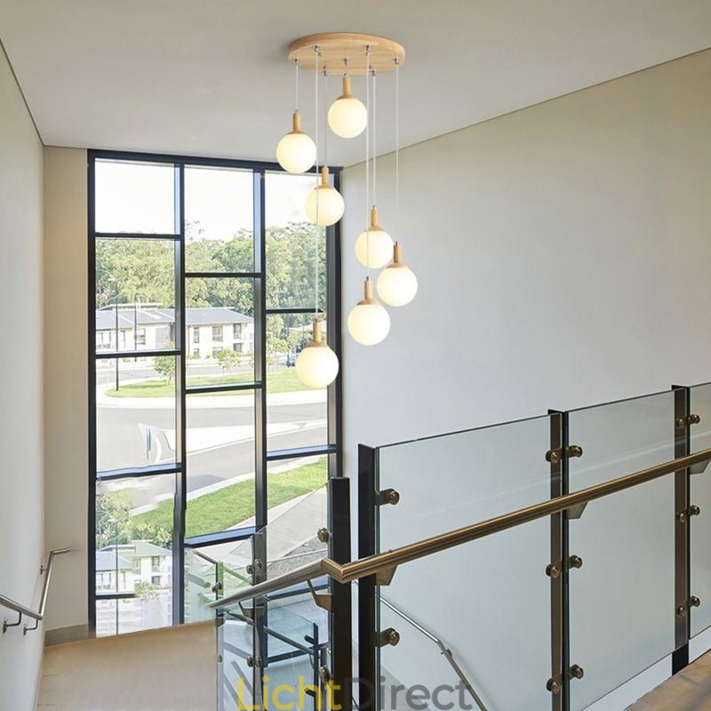 Japanse houten hanglamp, Scandinavische glazen hanglamp