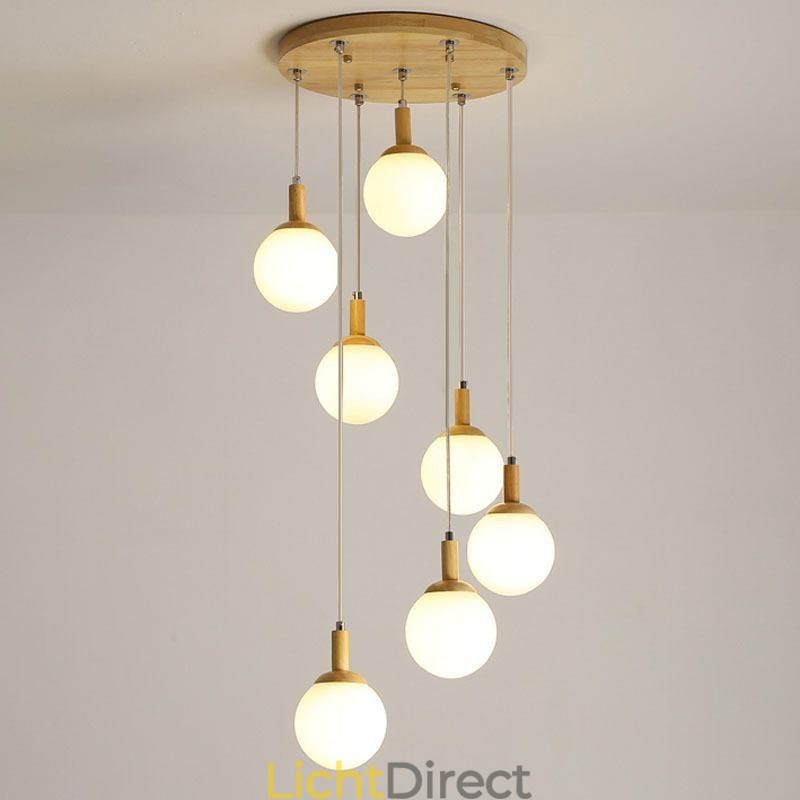 Japanse houten hanglamp, Scandinavische glazen hanglamp