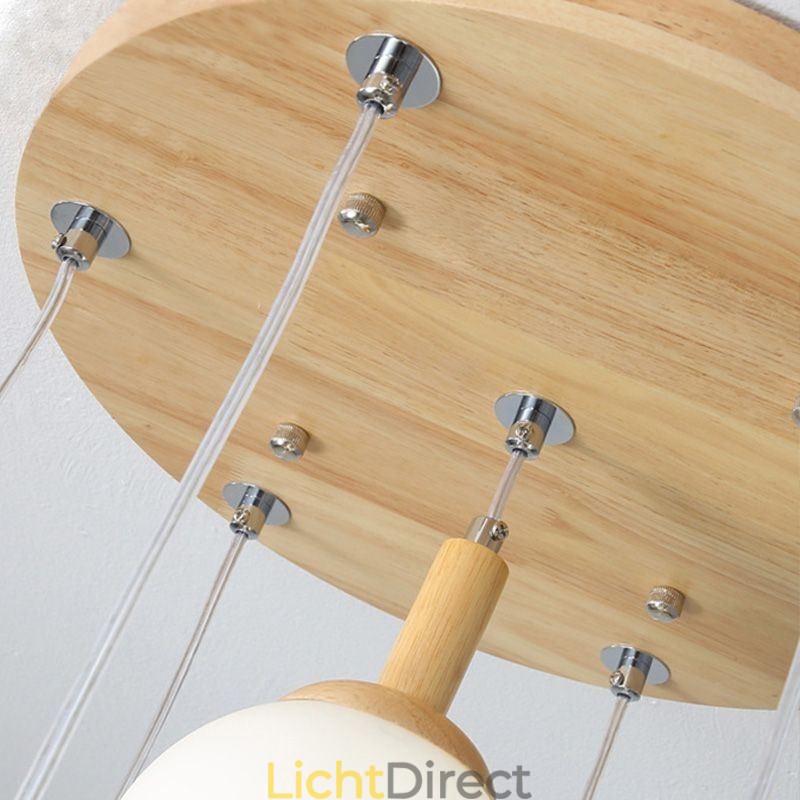 Japanse houten hanglamp, Scandinavische glazen hanglamp