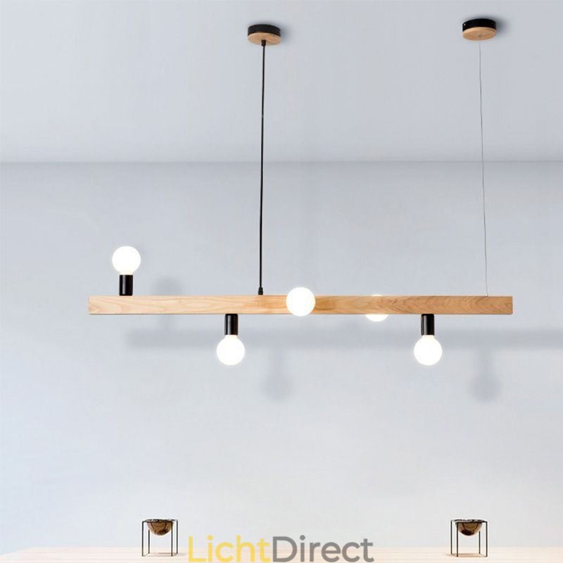 Japanse houten hanglamp molecuul kroonluchter