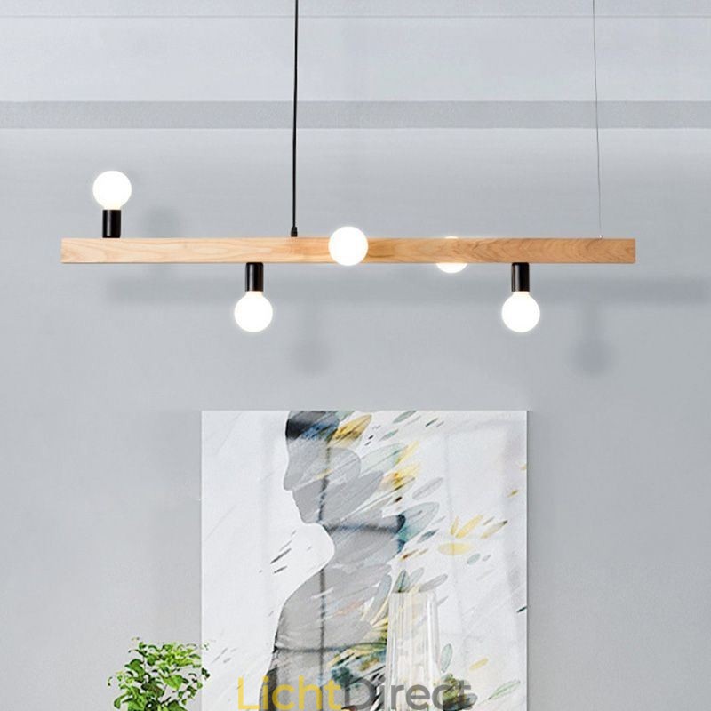 Japanse houten hanglamp molecuul kroonluchter
