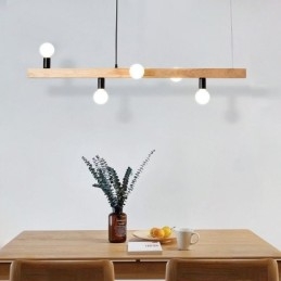 Japanse houten hanglamp molecuul kroonluchter