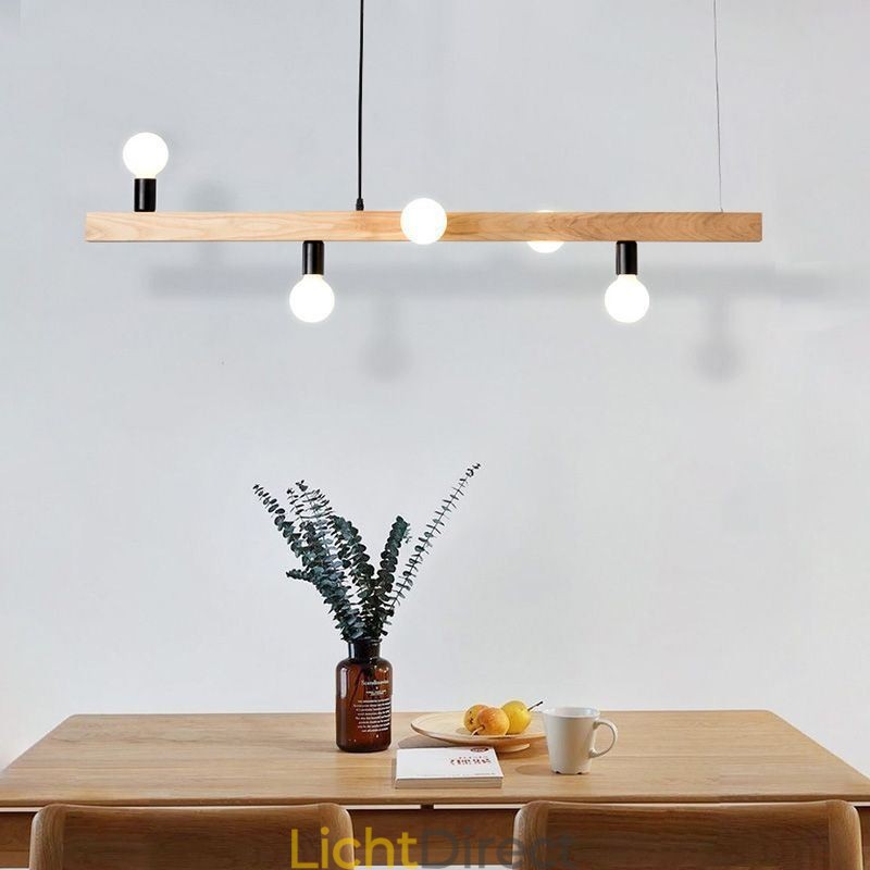 Japanse houten hanglamp molecuul kroonluchter