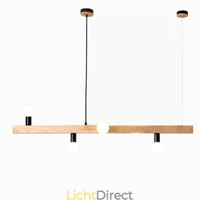 Japanse houten hanglamp molecuul kroonluchter
