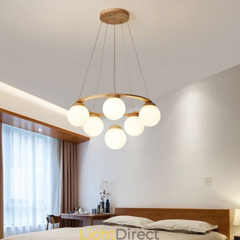 Japanse houten kroonluchter molecuul hanglamp