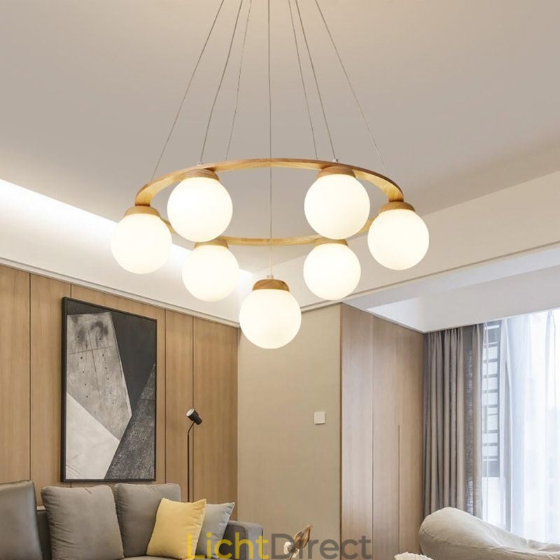 Japanse houten kroonluchter molecuul hanglamp