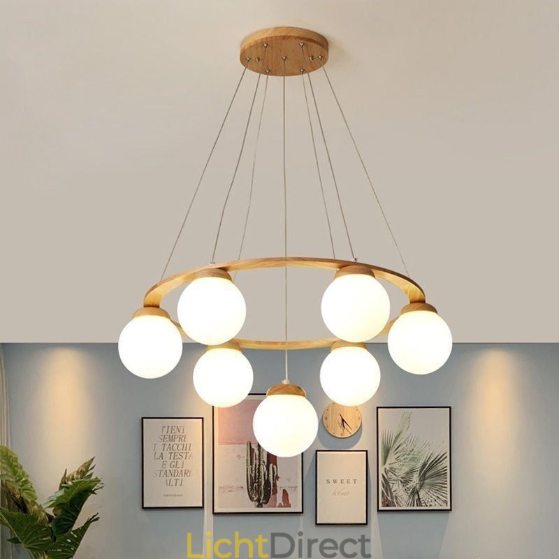 Japanse houten kroonluchter molecuul hanglamp