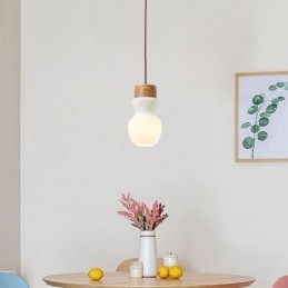 Japanse houten hanglamp glazen waterkoker hanglamp