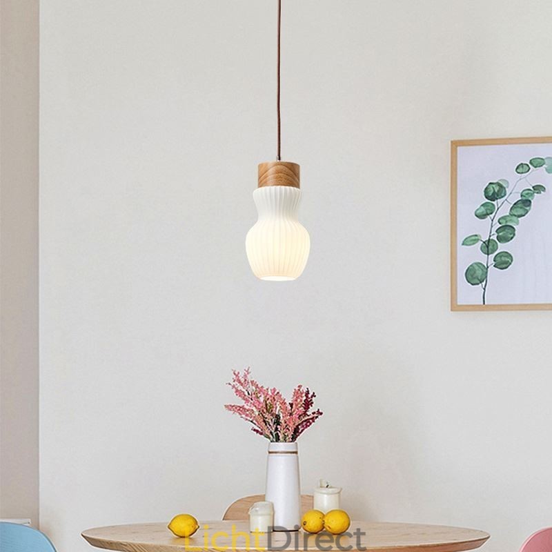 Japanse houten hanglamp glazen waterkoker hanglamp