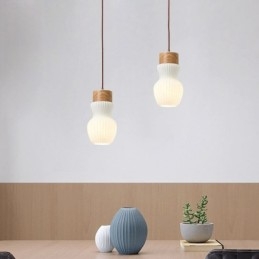 Japanse houten hanglamp glazen waterkoker hanglamp
