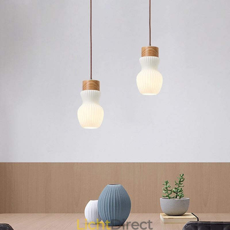 Japanse houten hanglamp glazen waterkoker hanglamp