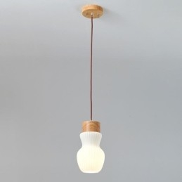Japanse houten hanglamp glazen waterkoker hanglamp