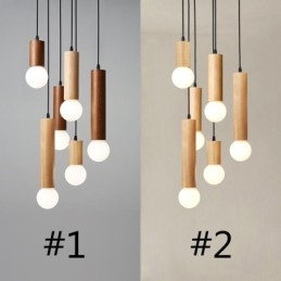 Japanse houten hanglamp 6 lampen hanglamp