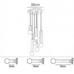 Japanse houten hanglamp 6 lampen hanglamp